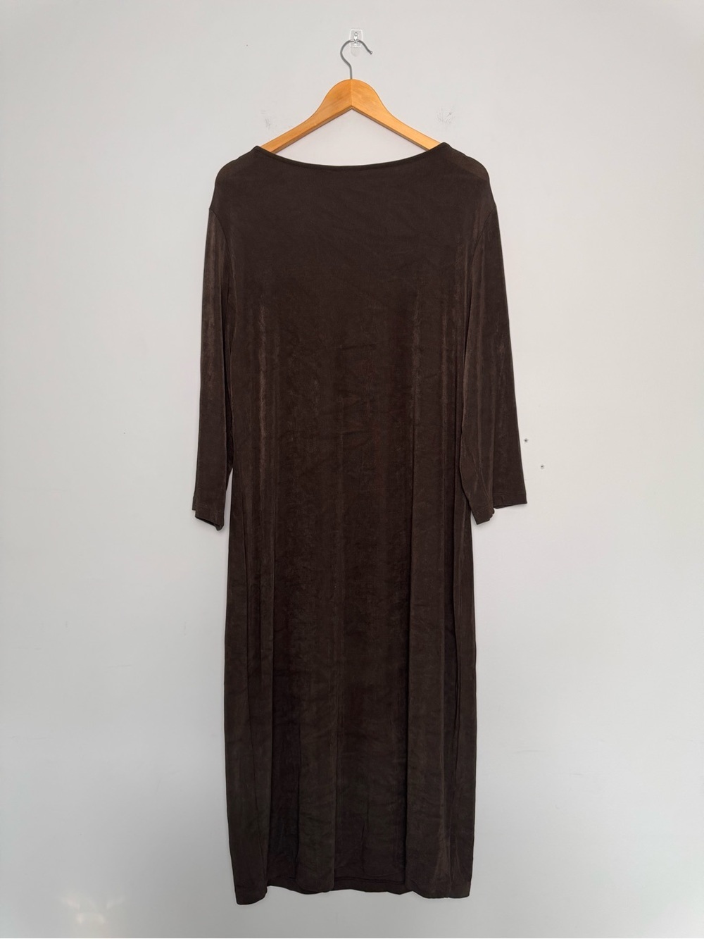 Chico's Travelers Brown Knit Midi Dress Size 3 (US 16/18) Button Sleeve Stretch - Picture 5 of 10